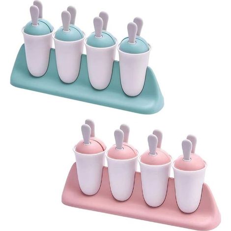 Set aus zwei wiederverwendbaren Eisformen für Kinder zur Herstellung von Eiscreme und gefrorenen Desserts – ein lustiges Küchenaccessoire - Crezuo