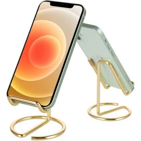 Support de téléphone portable pour bureau, joli support de téléphone portable en métal doré, accessoires de bureau, compatible avec tous les téléphones mobiles, iPhone, Switch, iPad (1/5)