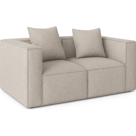 Box canapé 2 places, 2 coussins décoratifs gris clair. (1/5)