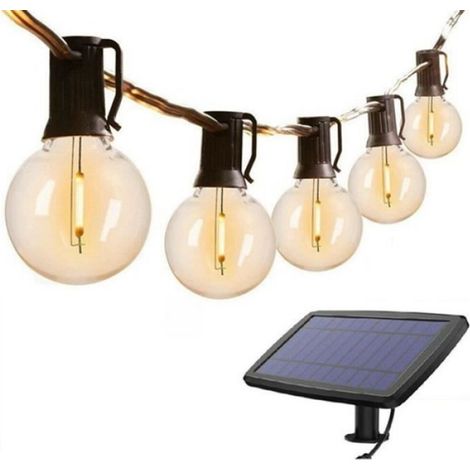 Actionné une Mené des LumièRes 18Ft ExtéRieur de Corde de Globe de Patio Allume la DéCoration de Cour de Bistro 2W 12Ampoules MARKER (1/4)