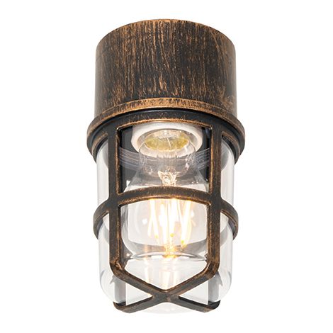 QAZQA kiki - Plafonnier - 1 lumière - Ø 92 mm - Doré/Laiton - Moderne - éclairage extérieur - Salle de bains
