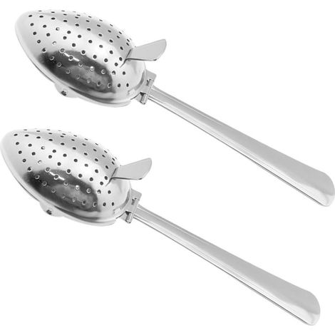 2er Set Tee- und Kaffeefilter mit langem Stiel, Loffelsieb mit feinen Lochern aus Metall (1/4)