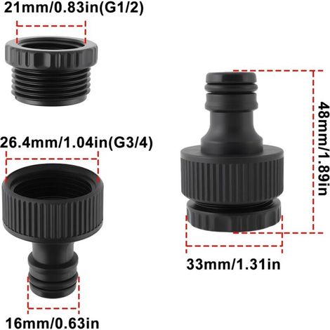 Set di 2 connettori per tubo flessibile compatibili con idropulitrici ad alta pressione Karcher K2, K3, K4, K5 e K7. (1/4)