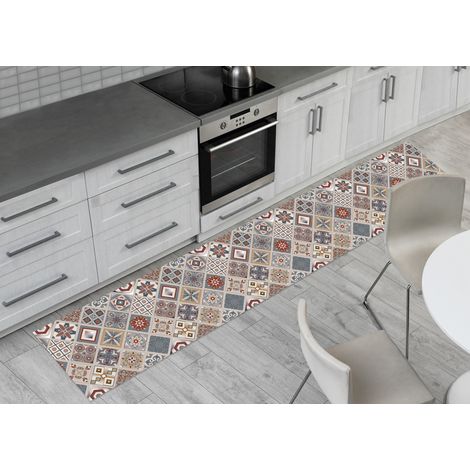 Tappeto Passatoia Cucina Antiscivolo Digitale Dis. Maiolica Mattonella Multicolor, misura50x50coloreMulticolor (1/4)