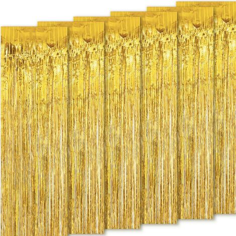 Rideaux métalliques Lametta (6 pièces), rideaux à anneaux dorés, parfaits pour les anniversaires, les fêtes et les mariages. (1/5)