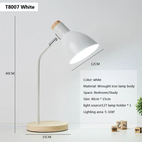 (Lumière blanche chaude) Lampe de table créative en bois, lampe de bureau flexible, culot LED E27, décoration intérieure. (1/4)