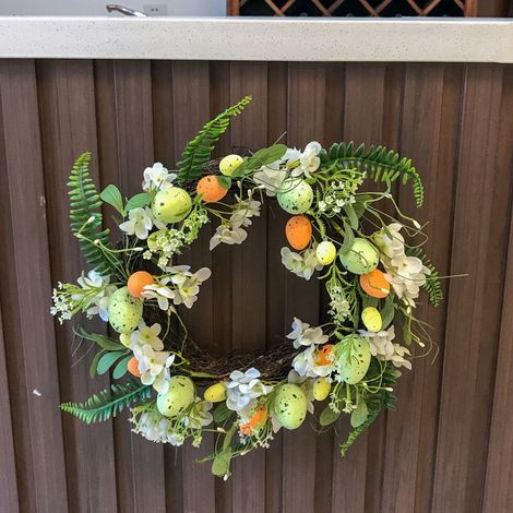 Guirlande De Pâques - Œufs De Pâques Et Fleurs Artificielles - Pour Intérieur Et Extérieur - 45 X 45 X 5 Cm - 1 Pièce (1/5)