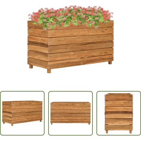 Teakholz - Hochbeet 100x40x55 cm Teak Altholz und Stahl (1/5)