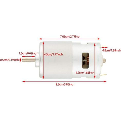 12000 U/min Motor 775 Mikromotor Untersetzungsgetriebe Hochleistungs-Bürstenmotor 16 mm zylindrische Welle DC 12 V für elektrisches Spielzeug mit Ventilator (12000 U/min) (1/4)