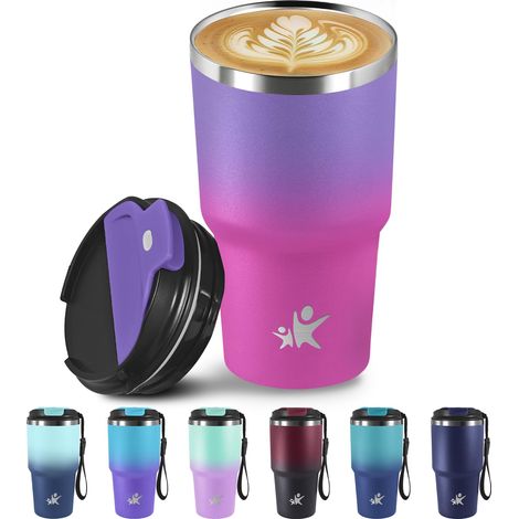 Mug Isotherme 600ml Tasse Isotherme Acier Inoxydable à Double Paroi Thermos Café Froid Pendant 6 Heures Glacé Pendant 8 Heures Thermique pour Boissons Chaudes ou Glacées (1/5)
