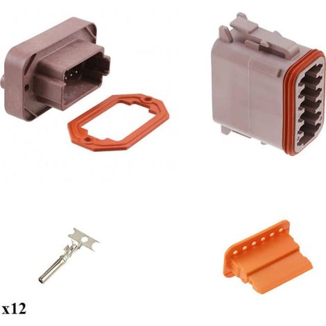 Kit Connecteur DT15 series femelle 12 Voies PCB Marron