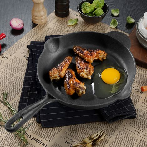 Round Cast Iron Skillet Frying Pan with Handle (1/4)