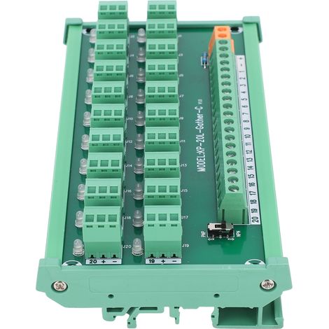 Bornier 3 fils, carte d'acquisition 20 canaux, commande par interrupteur sur rail DIN, transistors NPN et PNP, KP-20L-Gther-C (1/5)