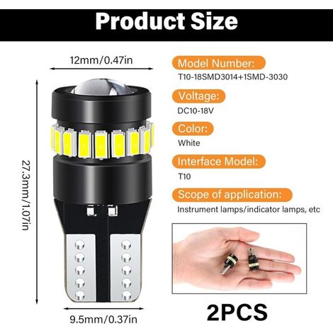 lampadine LED T10 W5W 6000K bianche per auto 12V, 194 168 luci di posizione, plafoniera e luci di parcheggio, 500LM, lunga durata, efficienti dal punto di vista energetico, universali per veicoli (1/4)