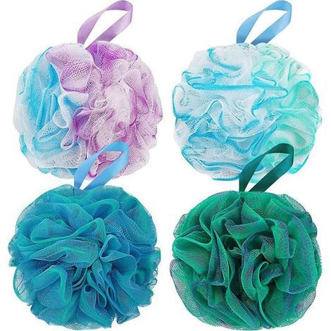 Éponge De Douche 4 Pièces Mesh Loofah Sponges Boule De Douche pour Exfoliation Corporelle Ou Massage (1/5)