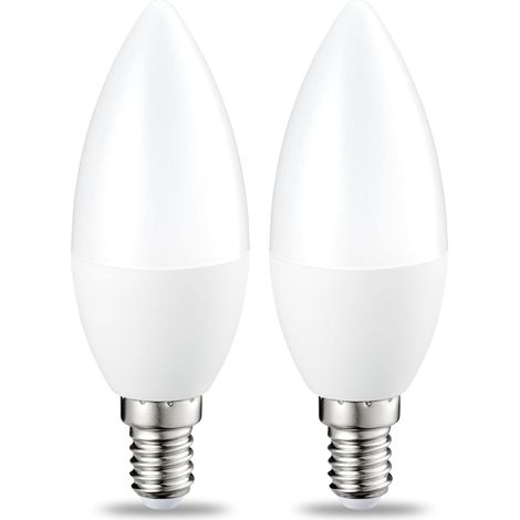 Lot de 2 petites ampoules LED,non dimmable E14, culot à vis Edison,5 W (équivalent 40 W),blanc chaud flamme (1/5)