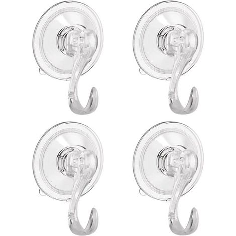 Paquete de 4 ganchos de ventosa para baño, no requieren perforación, altamente impermeables, reutilizables, succión al vacío, ganchos para toallas, montaje en pared, ganchos de pared (1/5)