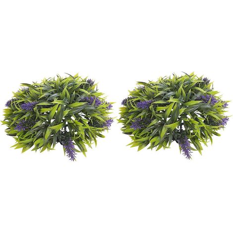 Boule de topiaire suspendue en lavande artificielle, panier décoratif de jardin 25 cm (1/5)