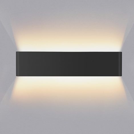 ZOLGINAH 1 Pack Applique Murale Interieur LED Noir 31cm Lampe Murale 3000K Blanc Chaud Moderne Up Down Appliques Murales 12W Luminaire Mural pour Chambre Salon Escalier Couloir (1/5)
