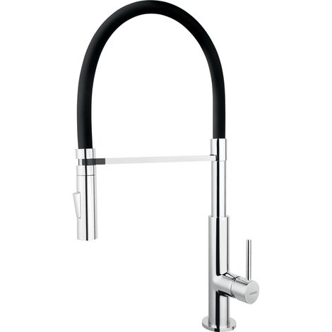 Rubinetto per lavabo Libretto con beccuccio flessibile nero, cromato (1/3)