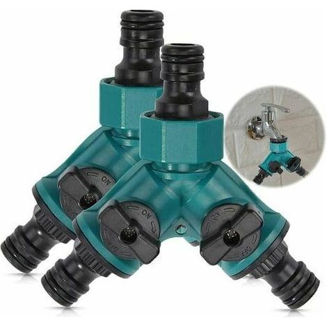 Séparateur De Tuyau 2 Voies Arrosage Répartiteur De Robinet d'Eau Connecteur Rapide Adaptateur De Tuyau d'Arrosage Pour Robinet Jardin 3/4 Connecteur De Tuyau En Y 2 Voies Avec Vanne d'Arrêt 2 PCS (1/4)