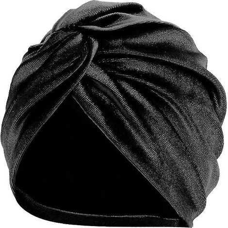 schlichter schwarzer Seidensatin-Turban (1/5)