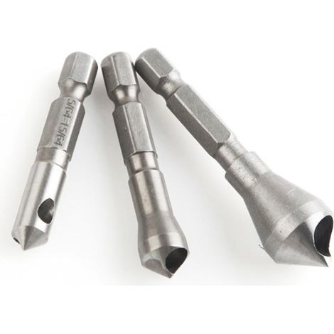 MINKUROW Svasatore Svasatore Svasatore Set Di Strumenti 1/4" Codolo Esagonale Smussatura Lavorazione Del Legno Svasatore Svasatore Svasatore Strumento 5/64" 1/8" 3/16" (Set Di 3) (1/4)