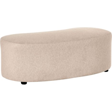 Ottoman Beige Fabric Upholstered Oval Bean Shape Organic Style AMAL (1/5)