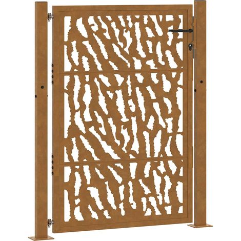 vidaXL Puerta de jardín 100x125 cm de acero corten con diseño de trazos (1/2)
