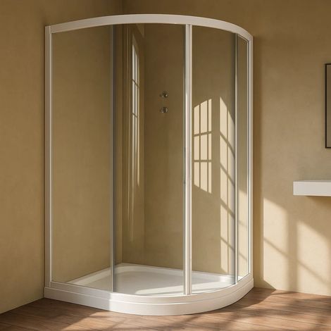Ogomondo box doccia semicircolare bianco due ante cristallo temprato misure 77-79,5x77-79,5xh185 cm trasparente - confezione 1 (1/5)