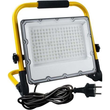 QORVA-Projecteur de chantier LED 18 000 mAh – Puissant projecteur de travail étanche IP66, lumière blanche 6 500 K, 15 000 lumens, livré avec prise et câble d'alimentation – Convient pour les travaux 