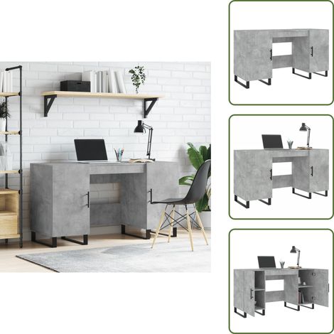The Living Store Schreibtisch Betongrau 140x50x75 cm Holzwerkstoff - Schreibtisch Betonfarbe (1/5)