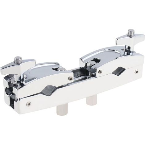 Supporto per piatti regolabile in acciaio inox con morsetti multipli per supporti e supporti per piatti per batteria, doppio morsetto argentato (1/4)