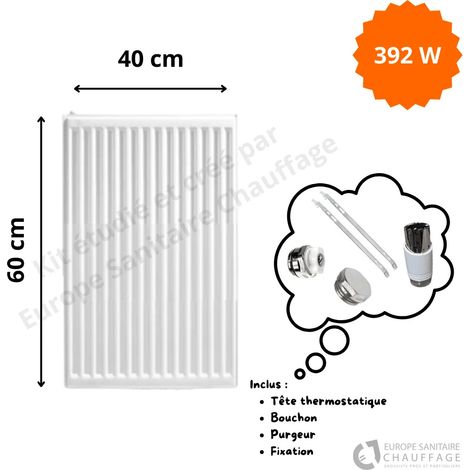 Stelrad – Radiateur eau chaude en acier H.60 x L.40 cm – Puissance 392W – Type 11 – Installation simple avec accessoires inclus (1/5)