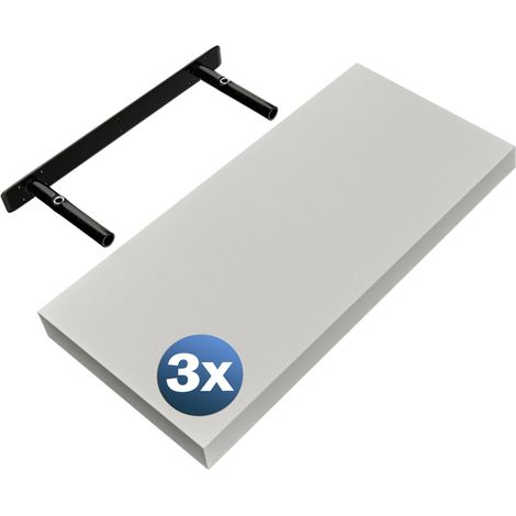 CASARIA® Set of 3 50cmx23cm Floating Shelf Including Bracket  Wall Shelving Living Room Kitchen Bedroom Office  38mm Thick  Hidden Wall Fixing  15kg Capacity MDF  50cm matt weiss (de)