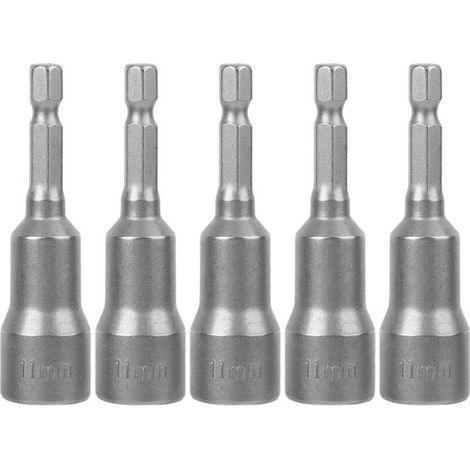 5 Stück 11 mm magnetischer Sechskant-Steckschlüssel, Werkzeugstahl, elektrischer Schraubendreher, magnetischer Bohrer-Adapter, Griff (1/4)