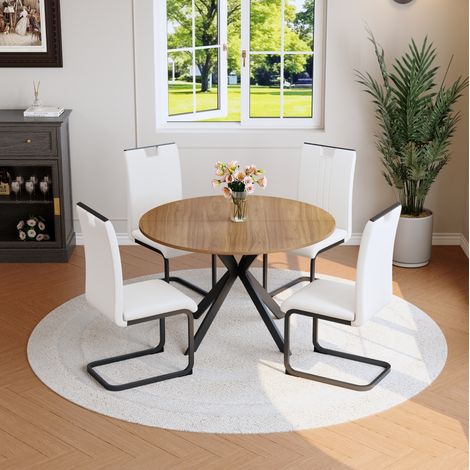 Esstisch Stuhl Set rund modern 2 teilig OKMYHOME (1/5)