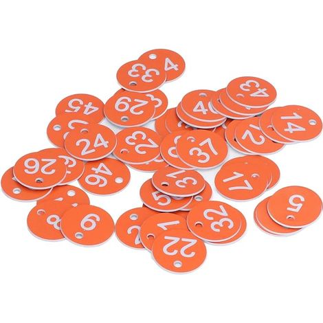 Étiquette numérotée 50pcs Étiquette ronde numérotée étiquette Apiculture étiquette numérotée étiquette en plastique étiquette de ruche gravée Orange (1/5)