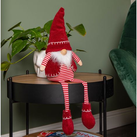 50cm Red and White Stripe Sitting Christmas Gonk Decoration with Dangly Legs (1/5)