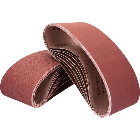 Schleifband 75 x 533 mm, Schleifband-Set (Körnung 100) für Bandschleifer, zum Schleifen, Schärfen und Entrosten (10-teilig) (1/4)