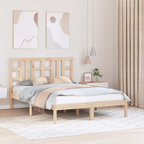 Estructura de cama de matrimonio madera maciza 135x190 cm (1/5)