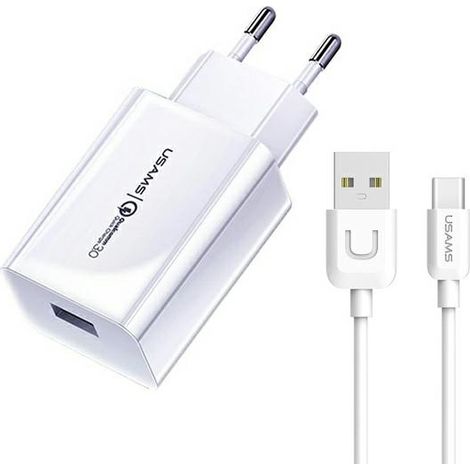 18-W-USAM-Schnelllade-USB-A-Wandladegerät, weiß, 1 m USB-C-Kabel (1/5)