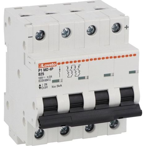 Interruttore magnetotermico per DC B25 5kA 4 moduli Lovato P1MD4PB25