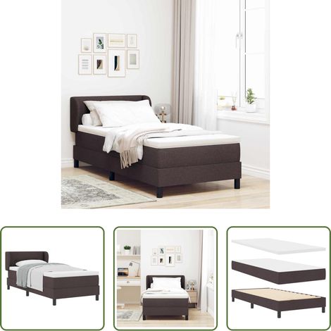 Matratze - Boxspringbett mit Matratze Dunkelbraun 90 x 200 cm Stoff (1/5)