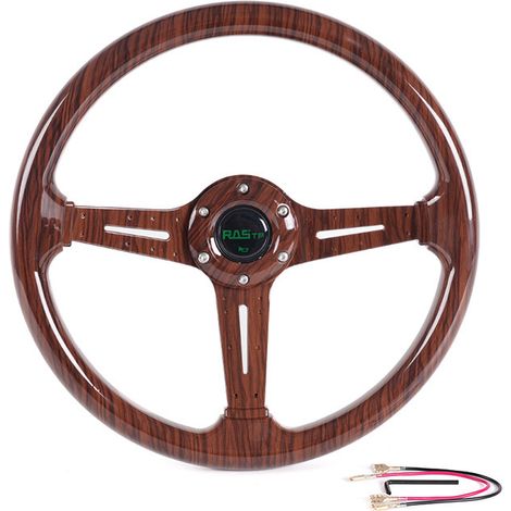 14-inch, 345 mm carbon fiber steering wheel, modified racing steering wheel - carbon fiber - ABS material - wood grain. (1/4)