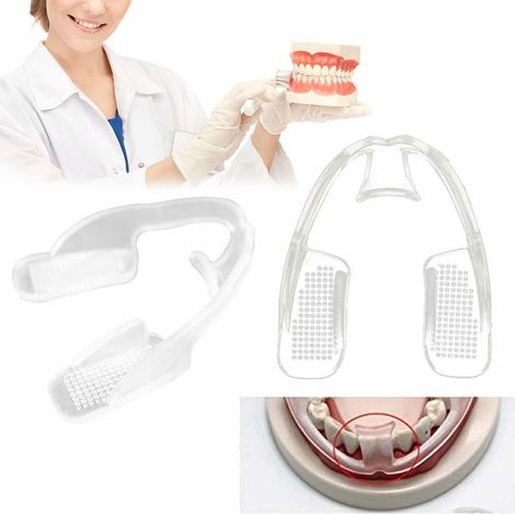 Protège-dents anti-grincement, protège-nuit dentaire contre bruxisme et serrement, anti-ronflement, sans additif colorant, lot de 2 pièces. (1/4)