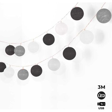 Guirnaldas Decorativas De Luces LED USB - Gris, blanco, negro
