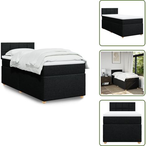 Boxspringbett mit Matratze Schwarz 90x190 cm Stoff - Boxspringbett - Doppelbett - Schlafsystem - Bettsofa - Polsterbett (1/5)