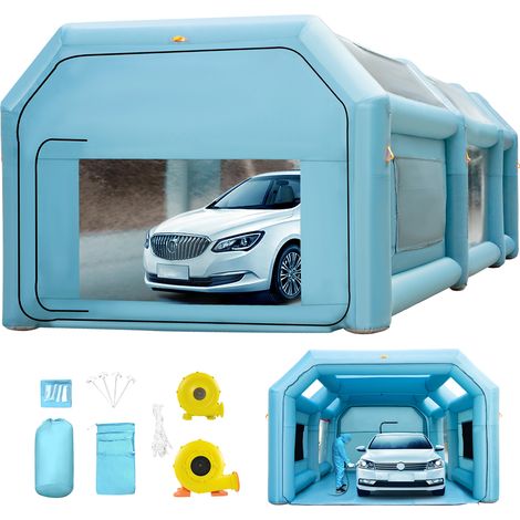 Mophorn Cabina di verniciatura gonfiabile portatile 26x15x10ft Cabina di verniciatura per auto con sistema di filtro dellaria e 2 ventilatori Stazione di verniciatura automatica