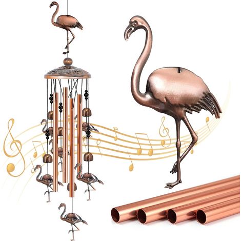 Carillon à vent flamant rose pour extérieur décoration de jardin pour patio et terrasse original (1/5)
